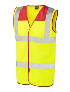 Leo Bradworthy Red Yoke Waistcoat Red High Visibility